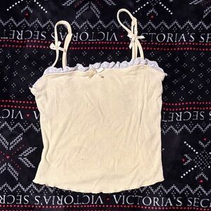 Victoria's Secret Cream Ribbed Cami with Lace